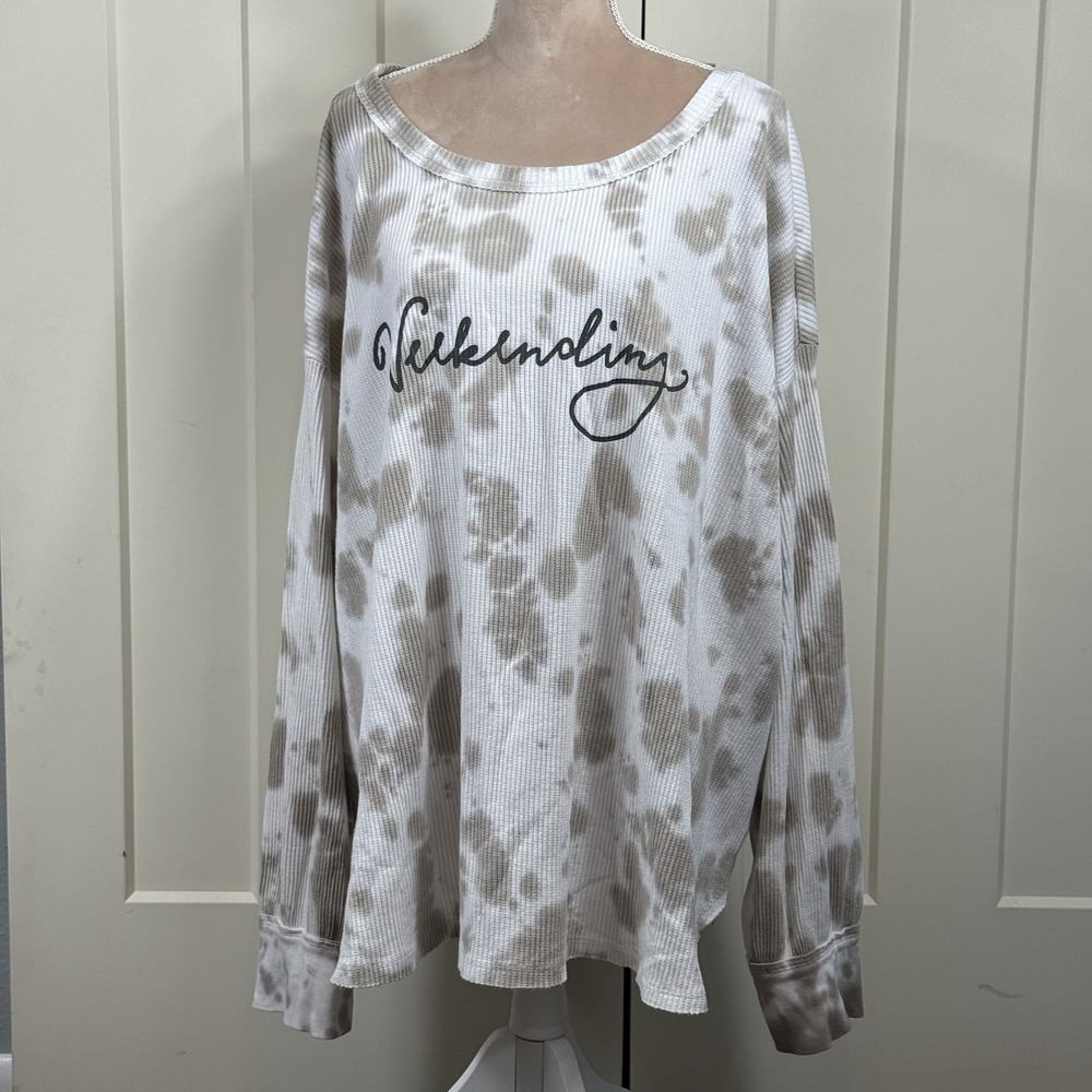 Terra & Sky Women's 4X Tie Dye Shirt Weekending Thermal Waffle Knit Long Sleeve‎